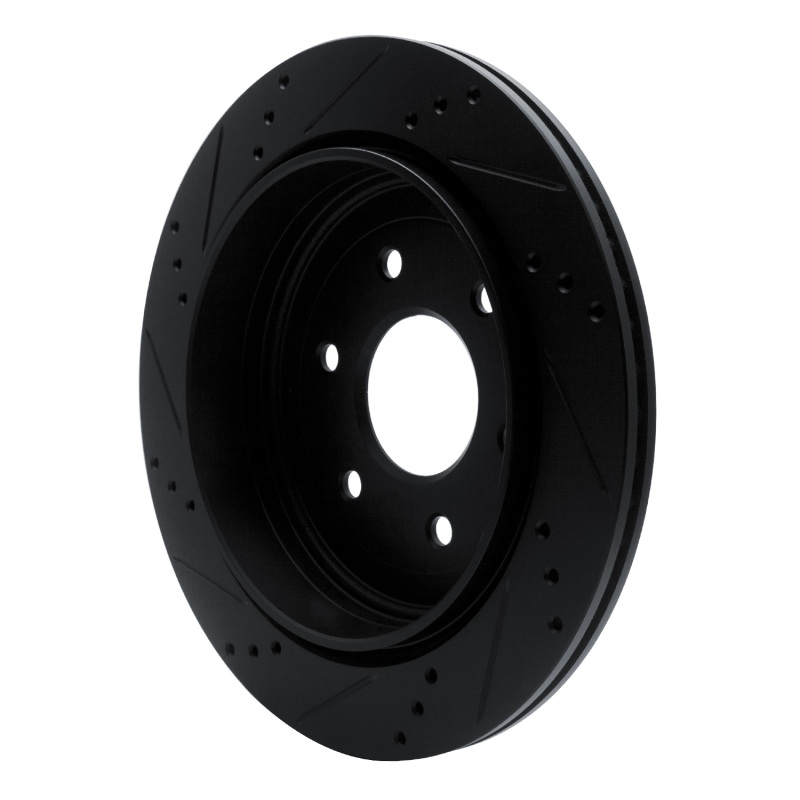 Infiniti QX80 Brake Rotor (1) - Rear Right - R1 Concepts - Drilled & Slotted - Black - `10-`24